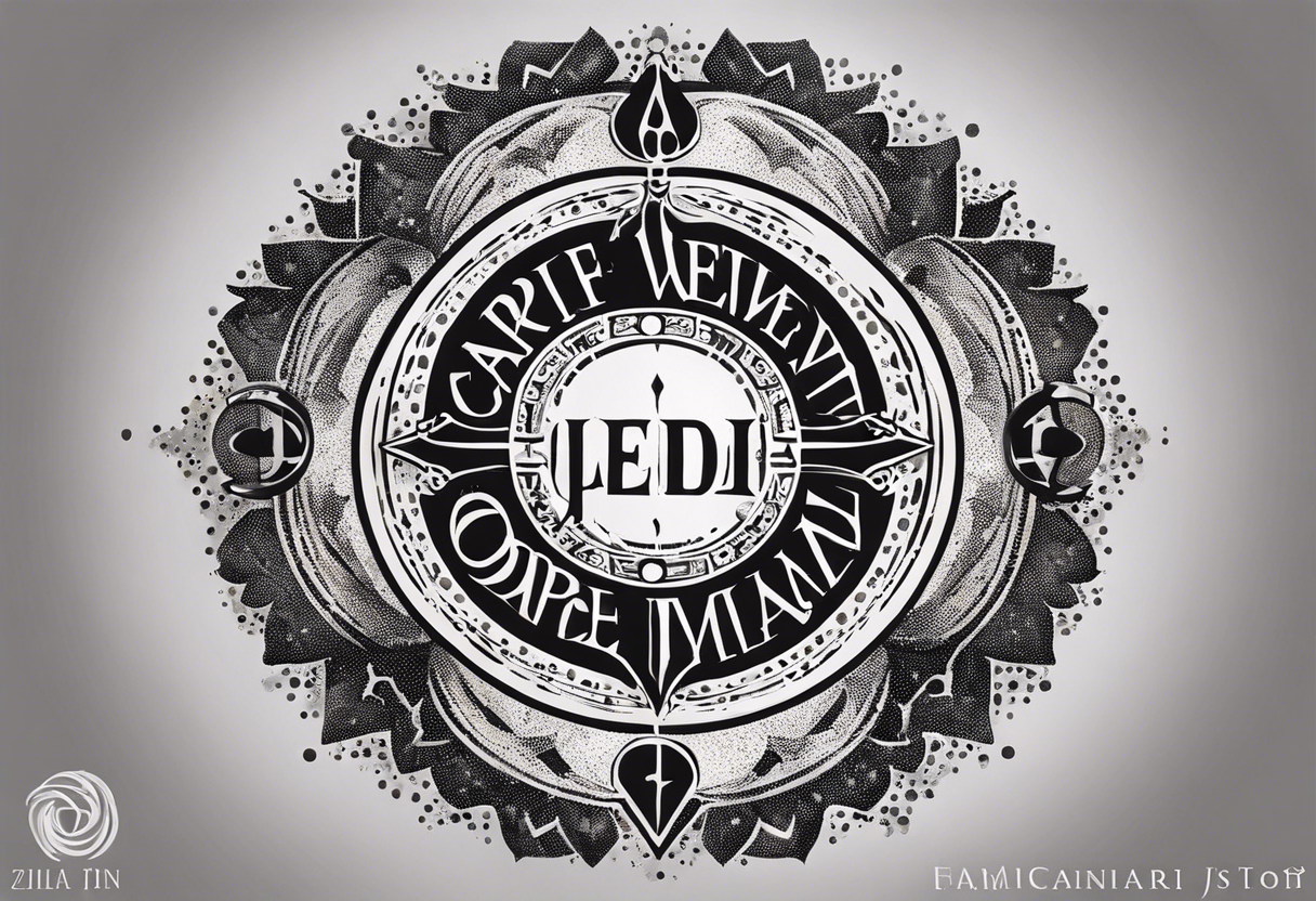 “Carpe Diem” Latin writing with Jedi order logo in the middle tattoo idea