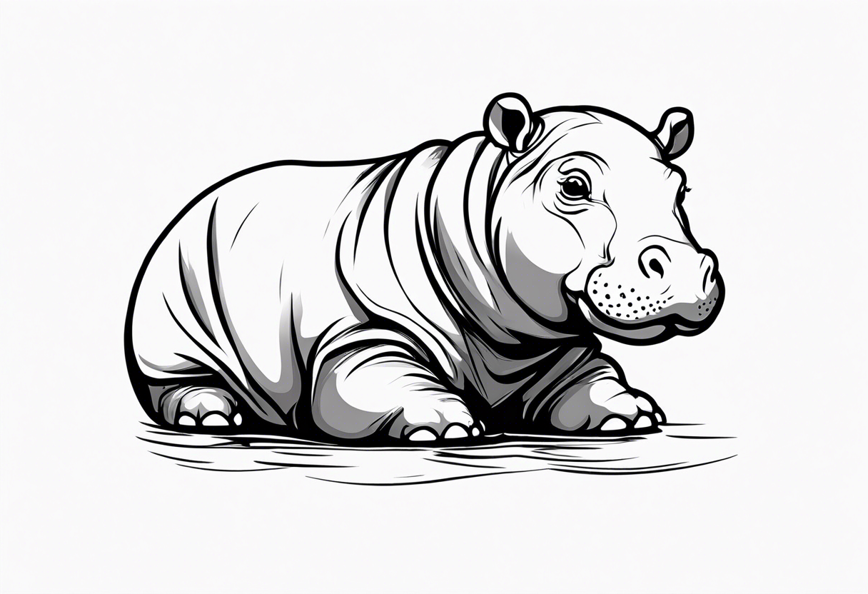 Baby hippo in a swaddle mean tattoo idea