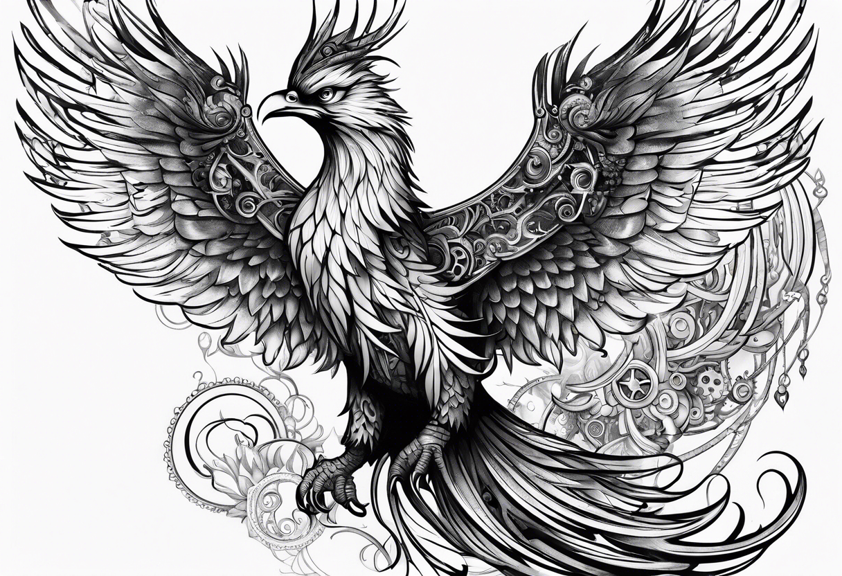 steampunk phoenix tattoo idea