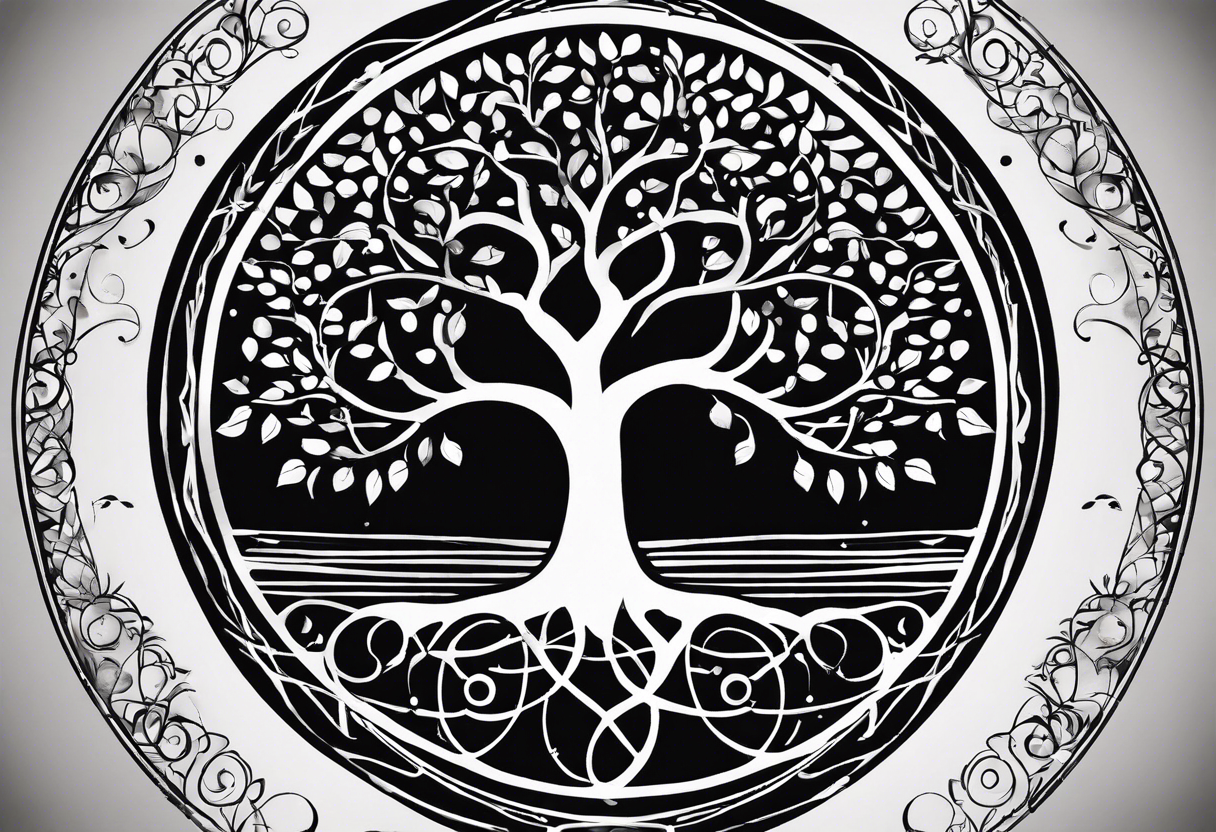 A Tree of Life in a circular design. The Dates 12.02.1985 and 21.02.1987 should be part of the tattoo, too. tattoo idea