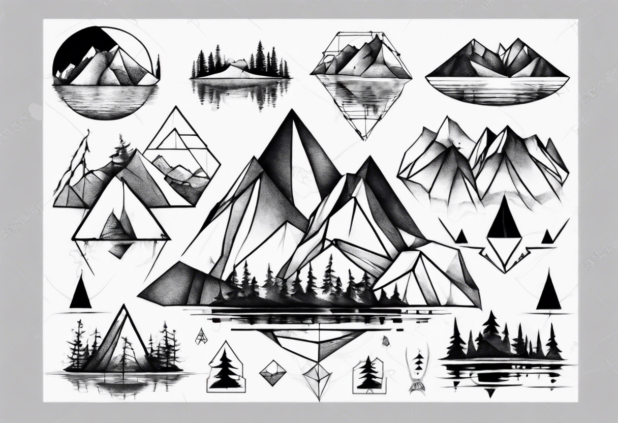 Amazon.com: Vinyl Sticker Sunrise Sun Mountain Lake River Forest Nature Tattoo  Design Mural Decal Wall Art Decor EH1200 : Handmade Products