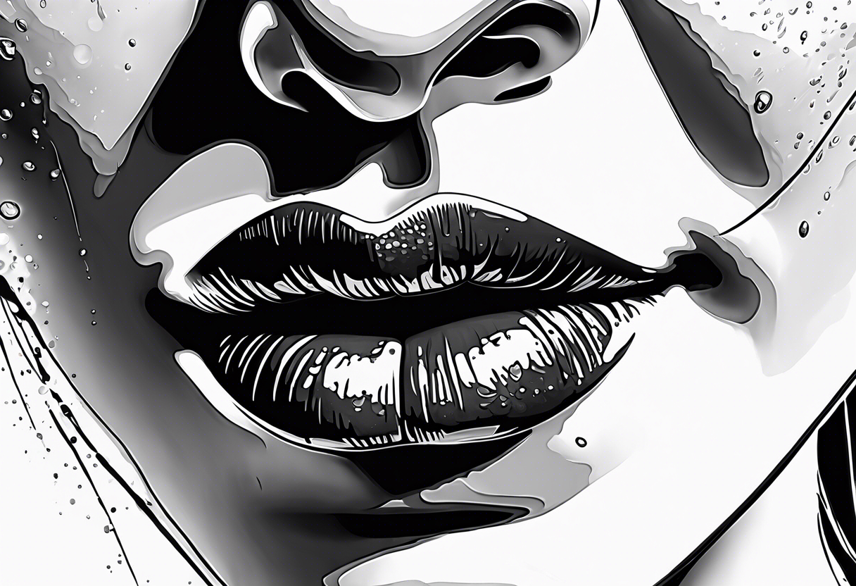 lips dripping wet, full view tattoo idea