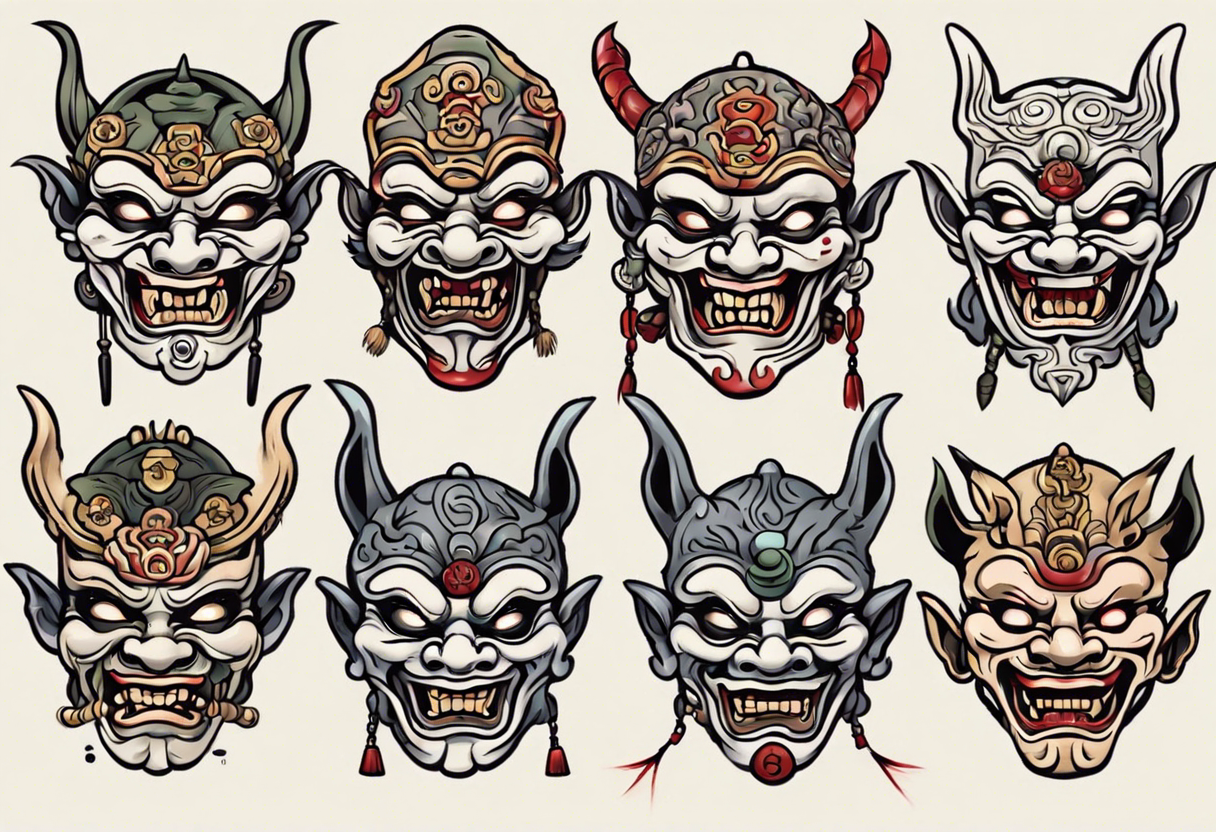 Traditional Korean Goblin mask tattoo idea