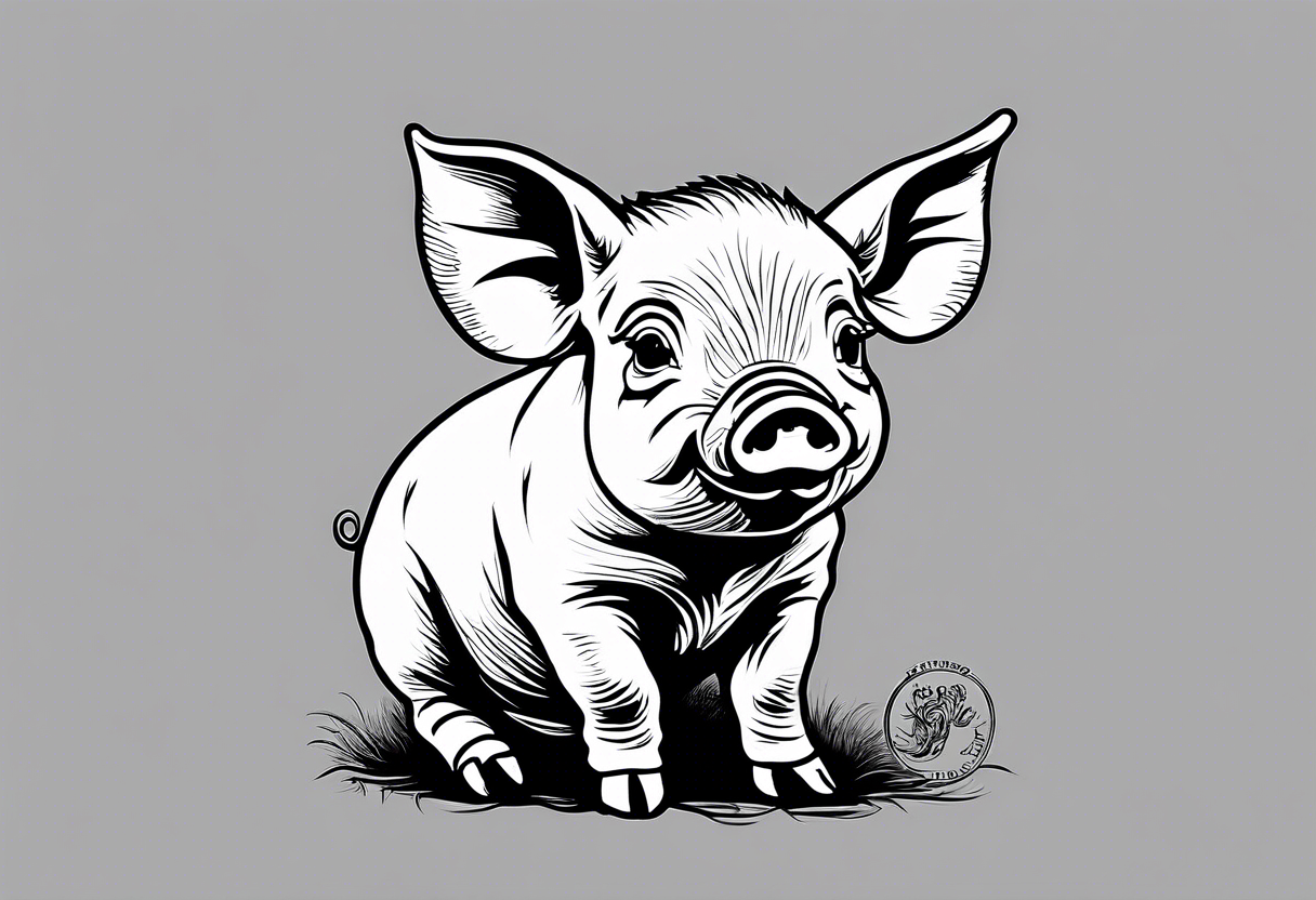 cute piglet.
with text: "friends not food" tattoo idea