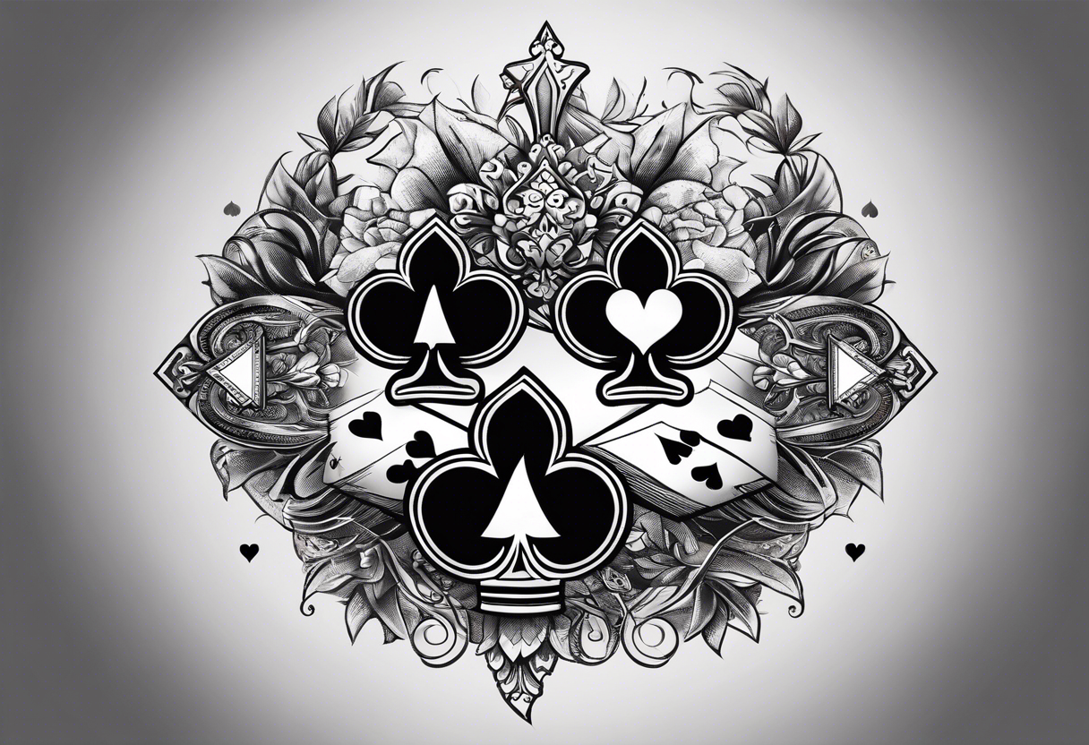 8 aces, overlapping in a row, first two faded/broken aces of hearts, like the one i favourited first, but with first two aces broken or worn tattoo idea