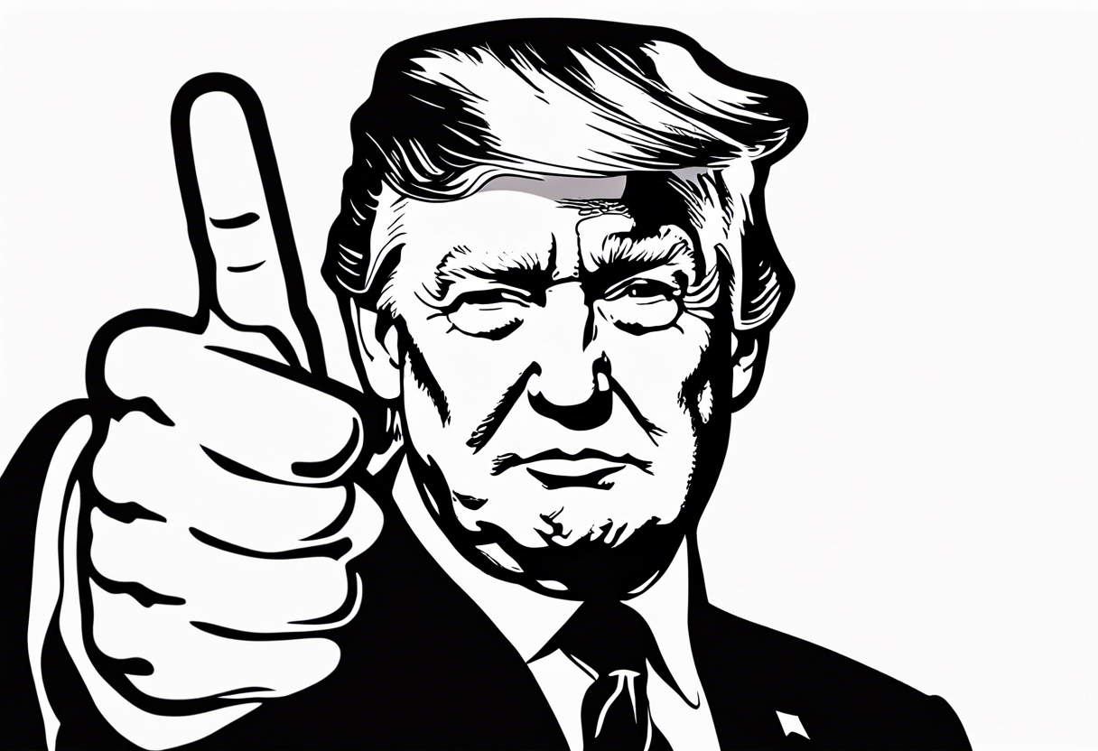 President Trump is pointing the middle finger. And it's very small. tattoo idea