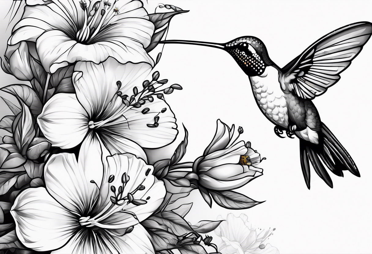 Hummingbird battling a wasp tattoo idea