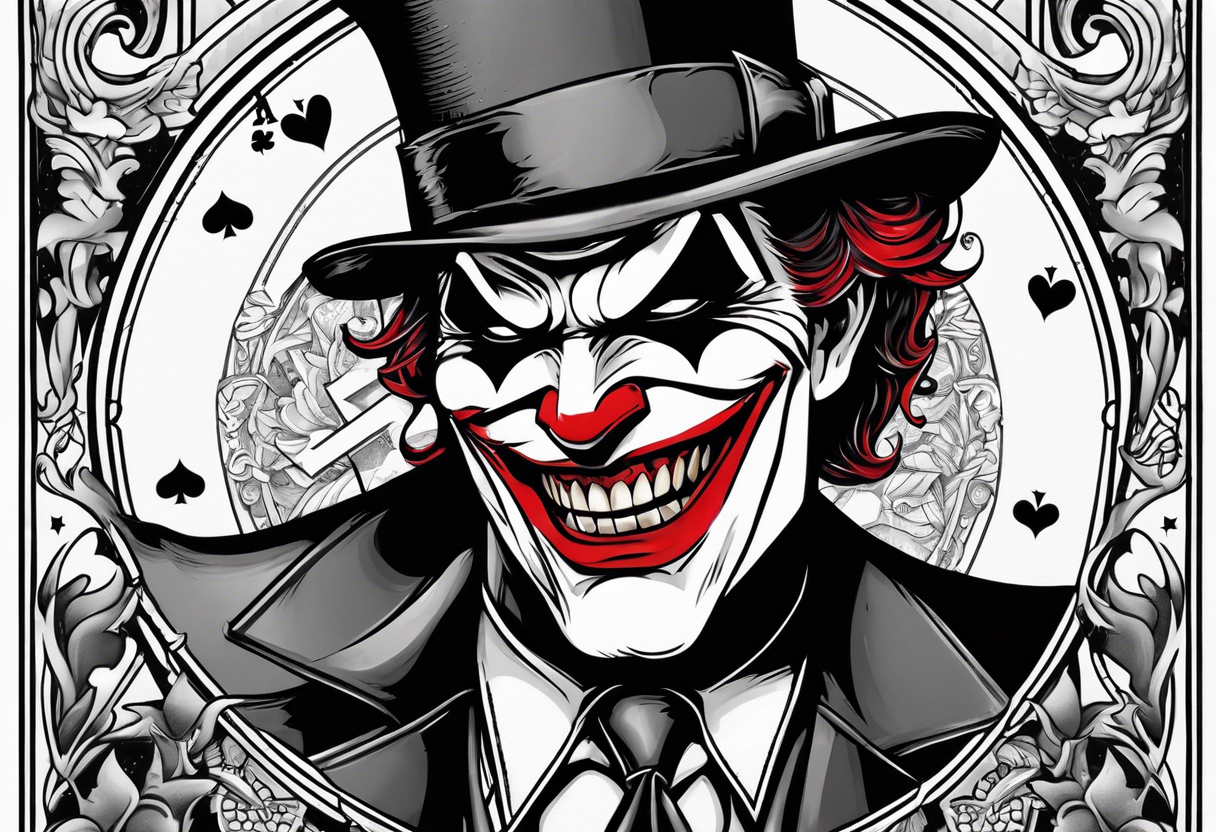 joker and batman on card game tattoo idea