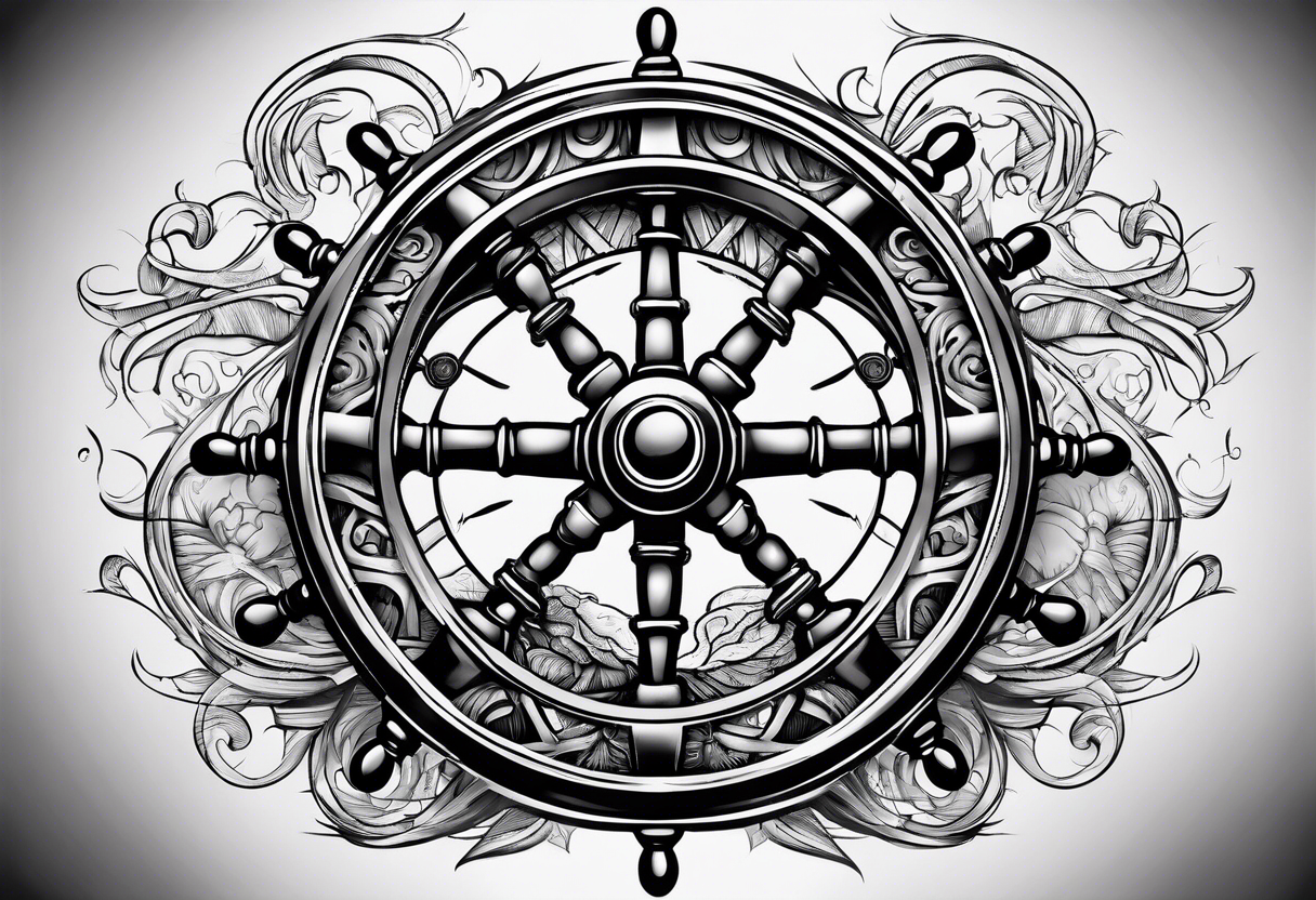 Man turning ships wheel tattoo idea