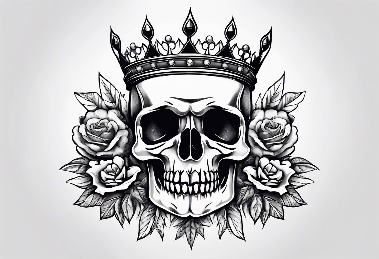 A pointy evil crown with skulls on it tattoo idea