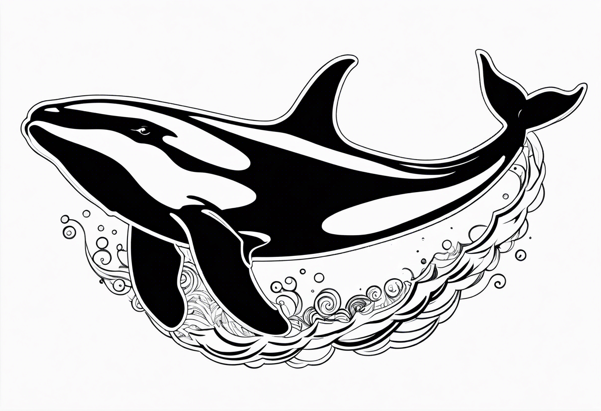 Killer whale outline with no shading but grunge tattoo idea