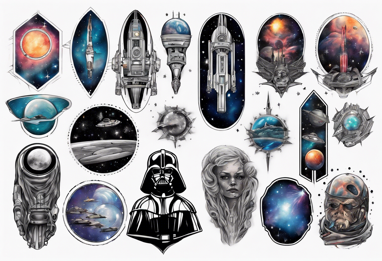 interstellar galactic star wars sleeve tattoo idea