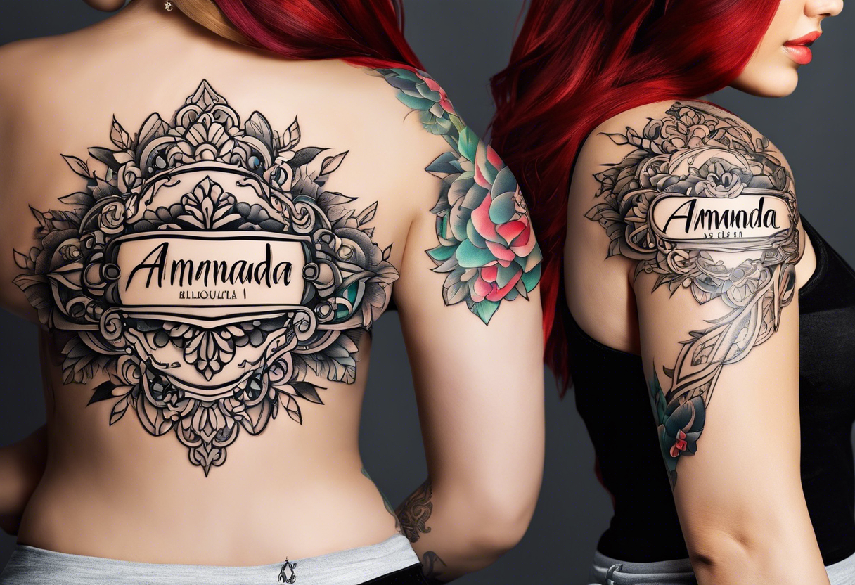 A stunning tattoo design featuring the name "Amanda" in a beautiful, modern, and elegant font. tattoo idea