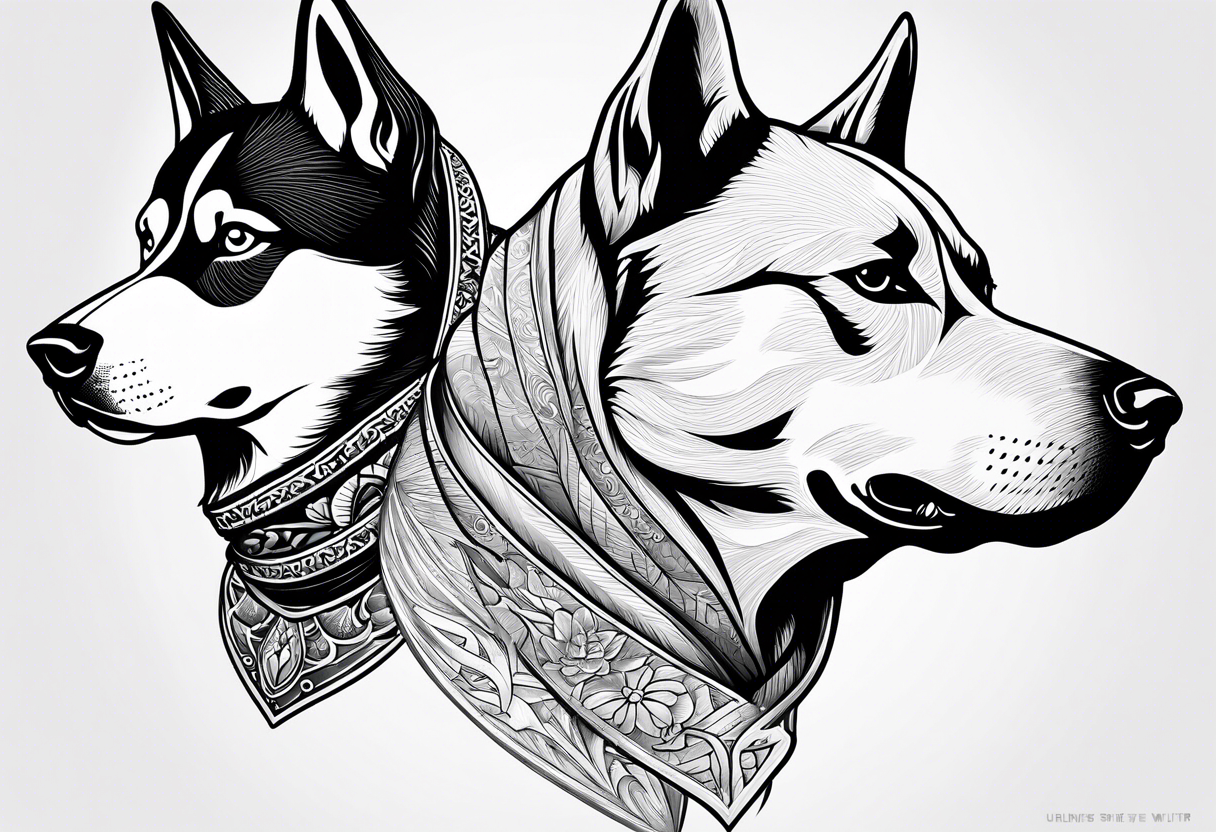 colored snake - husky - fox - hybrid tattoo concept | Stable Diffusion