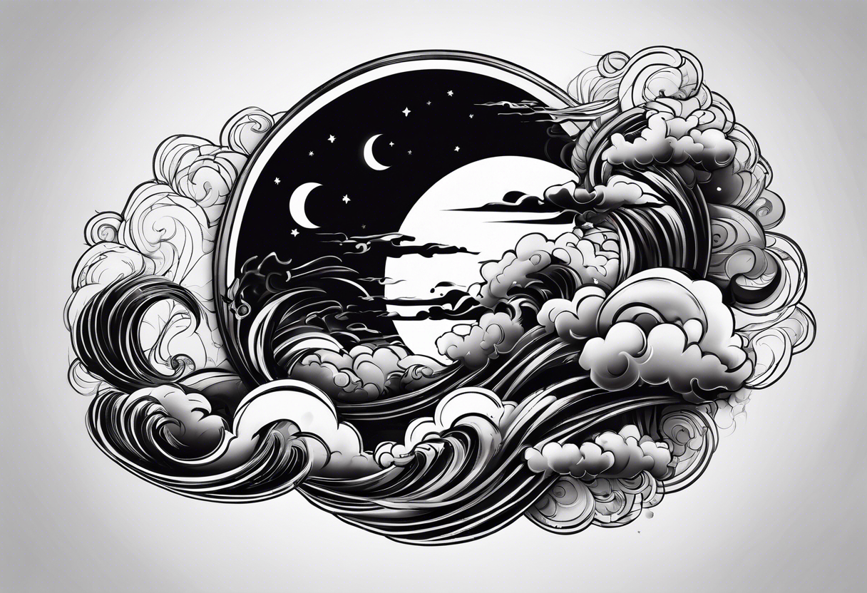 Moon blowing smoke tattoo idea