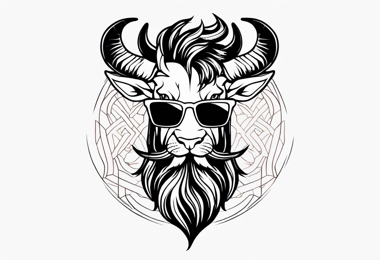 capricorn with beard and sunglasses tattoo idea