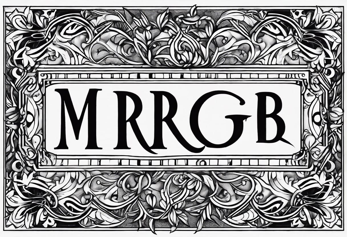 letters: "MRBG" underlined, equally separated
simple, clear, plain, unadorned, no background tattoo idea