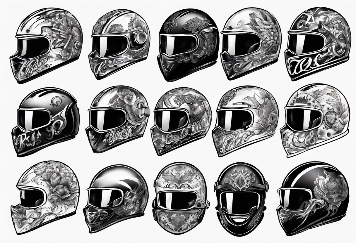 motorbike helmet with a crown on top tattoo idea