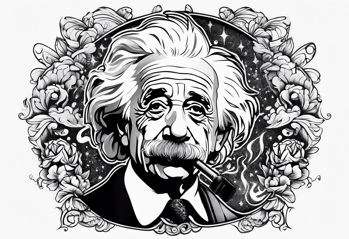 albert einstein smoking cigarette tattoo idea