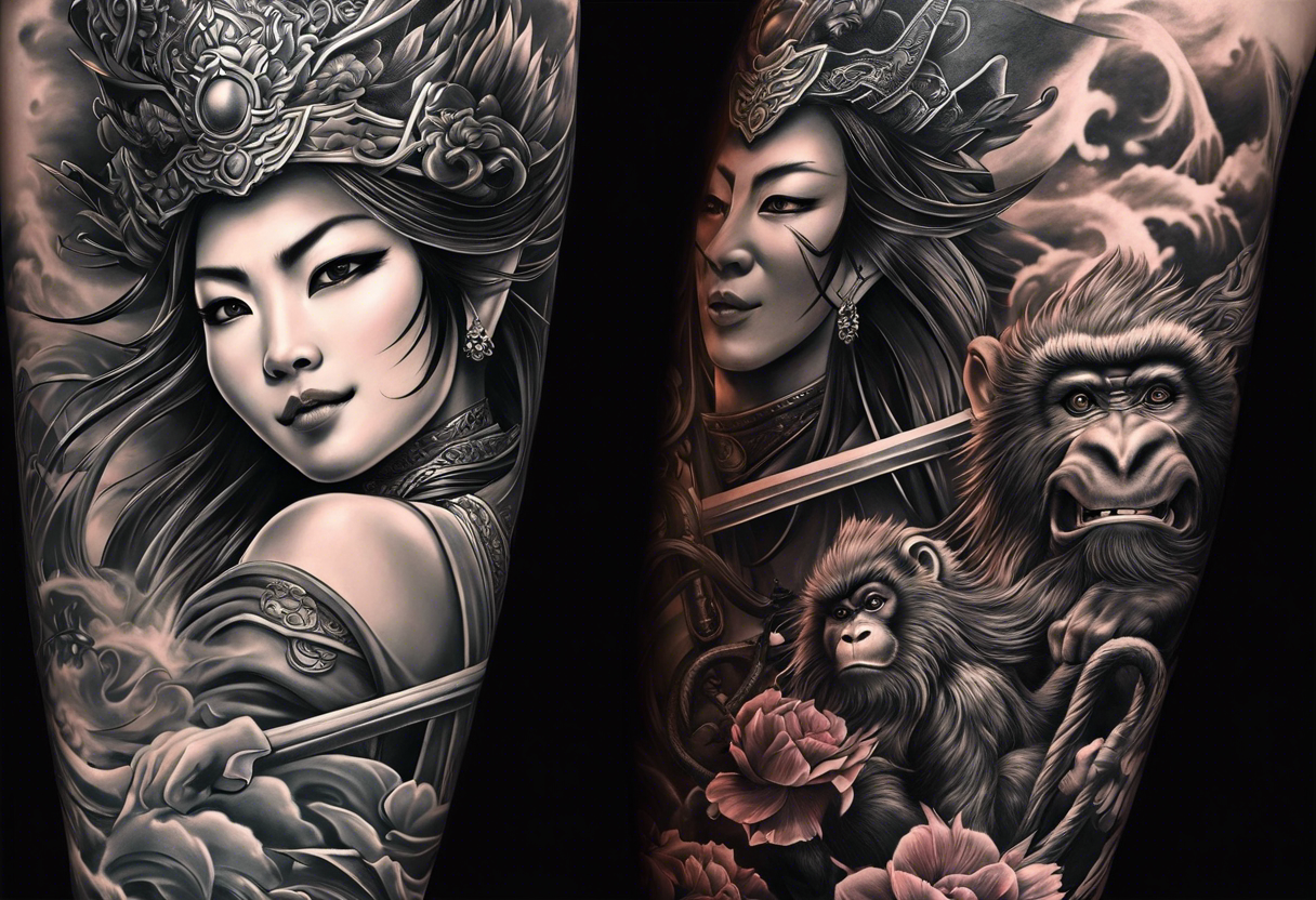 2023 New Flower Arm Male Female Monkey King Arm Tattoo Stickers Tatoo Art  Hotwife Cute Festival Fake Tattoos Temporary Tattoo - AliExpress