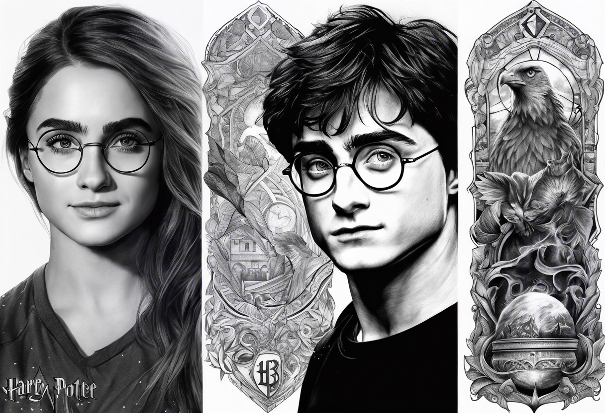 Harry Potter themed tattoo sleeve tattoo idea