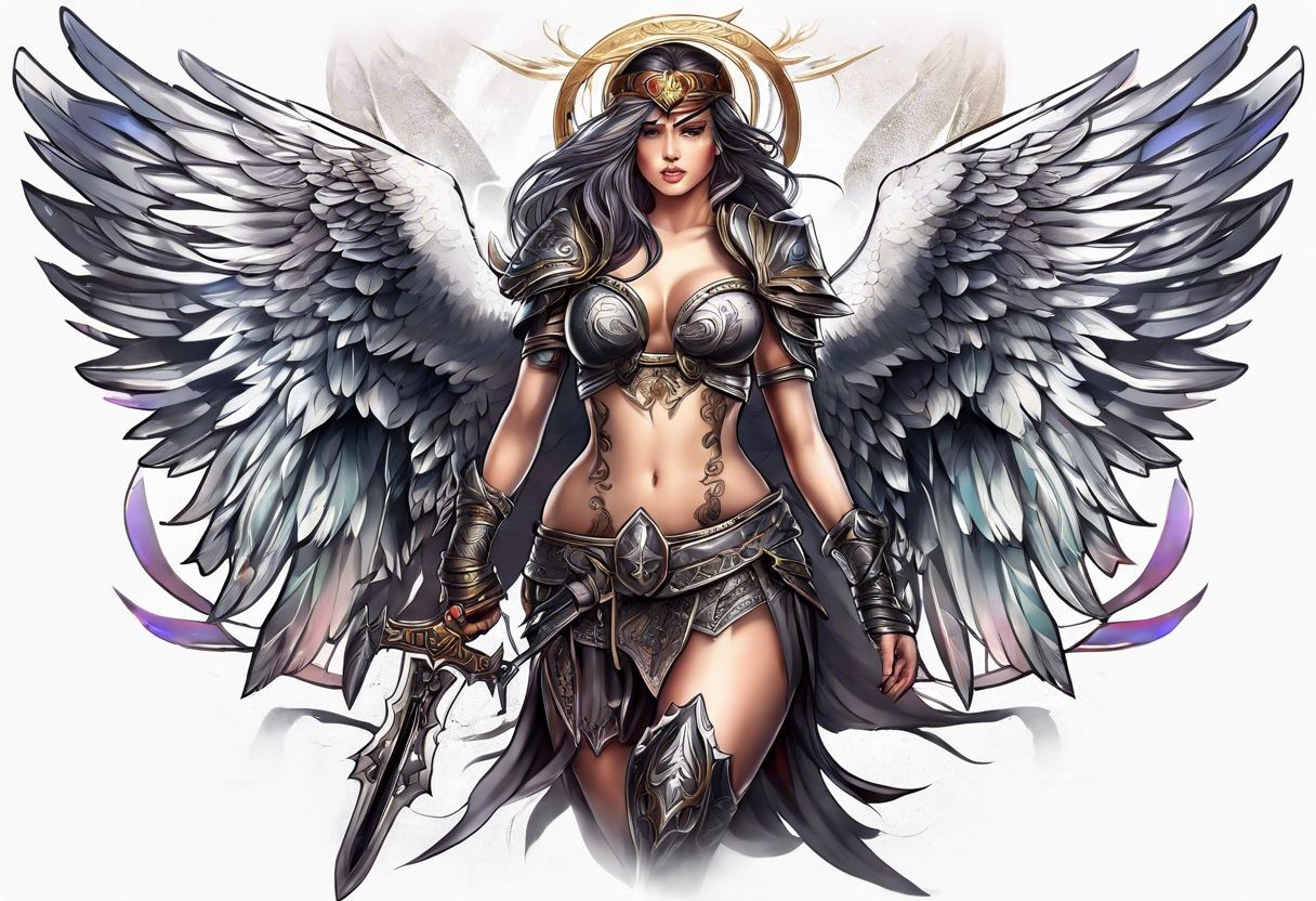 Warrior Angel tattoo for thigh tattoo idea