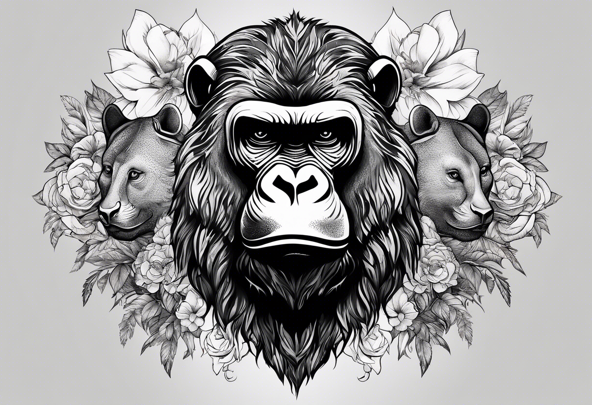 A gorilla, a cheetah, a rhino, and a rat tattoo idea