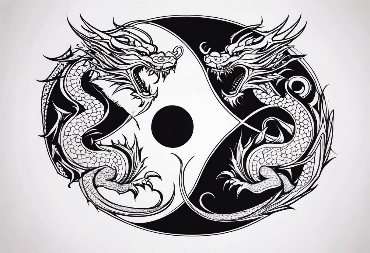 dragons in a yin and yang shape tattoo idea