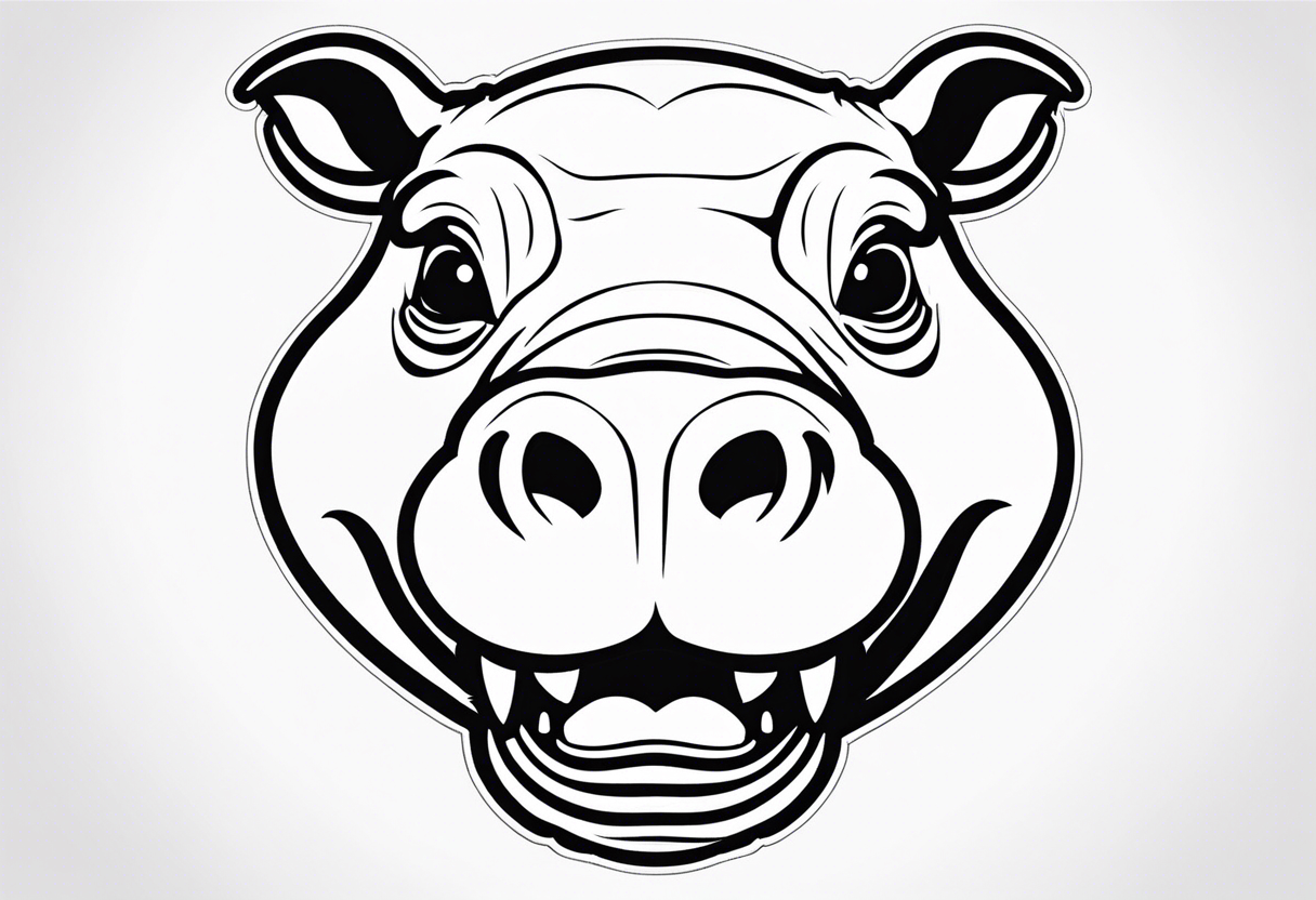 Hippopotamus face laughing tattoo idea