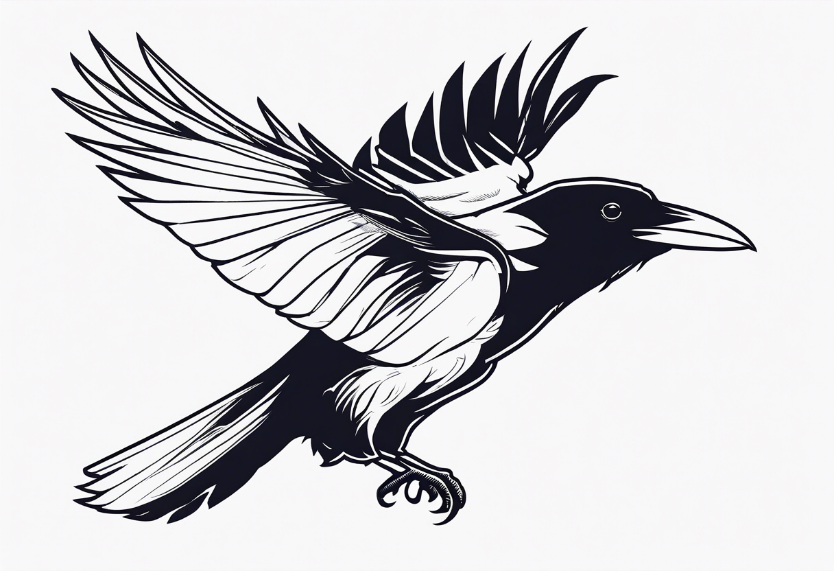 raven in flight seen from behind tattoo idea