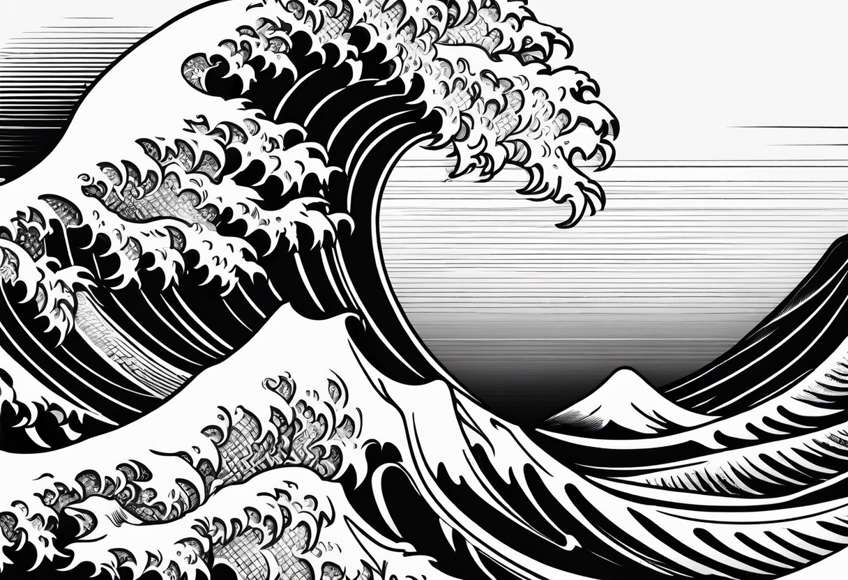 Wave with number 41 inside tattoo idea