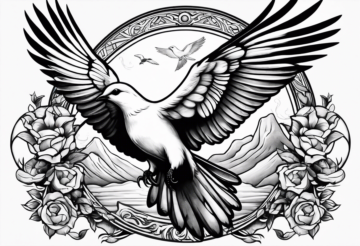 Dove chasing a magpie tattoo idea