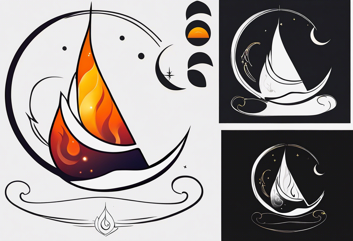 explore symbole 
sacred crescent moon 
glyph 
fire symbol 
celestial tattoo idea