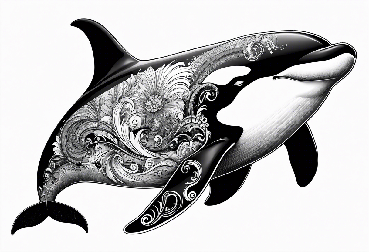 Killer whale outline with no shading but grunge tattoo idea