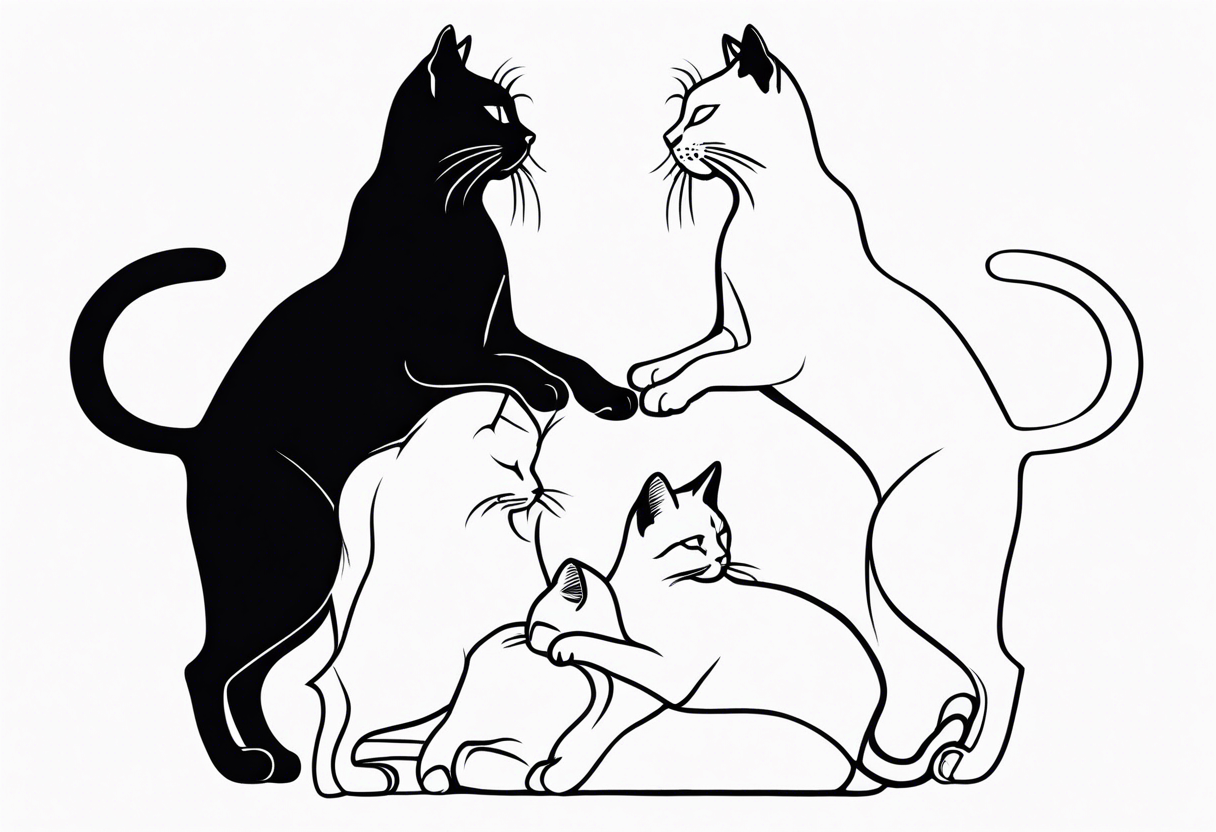 4 cats playing tattoo idea