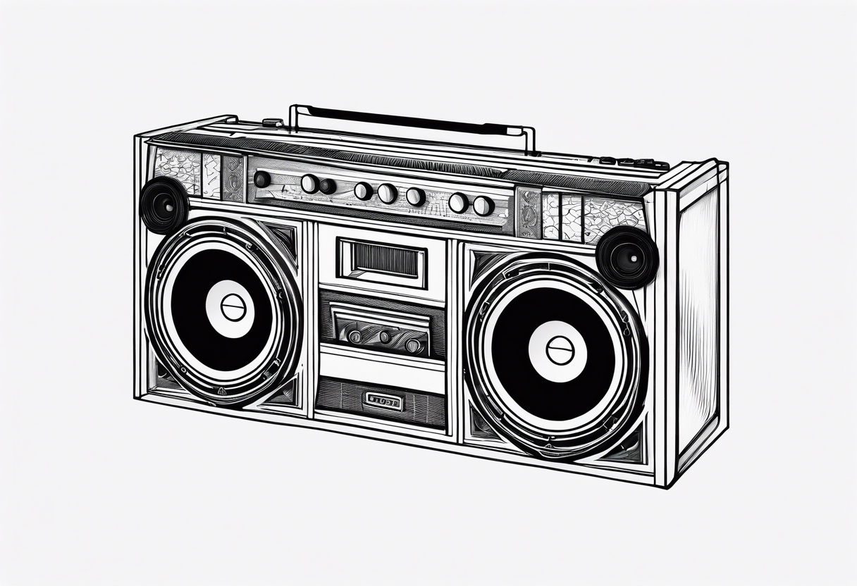 Boombox fineline minimalistic from above tattoo idea