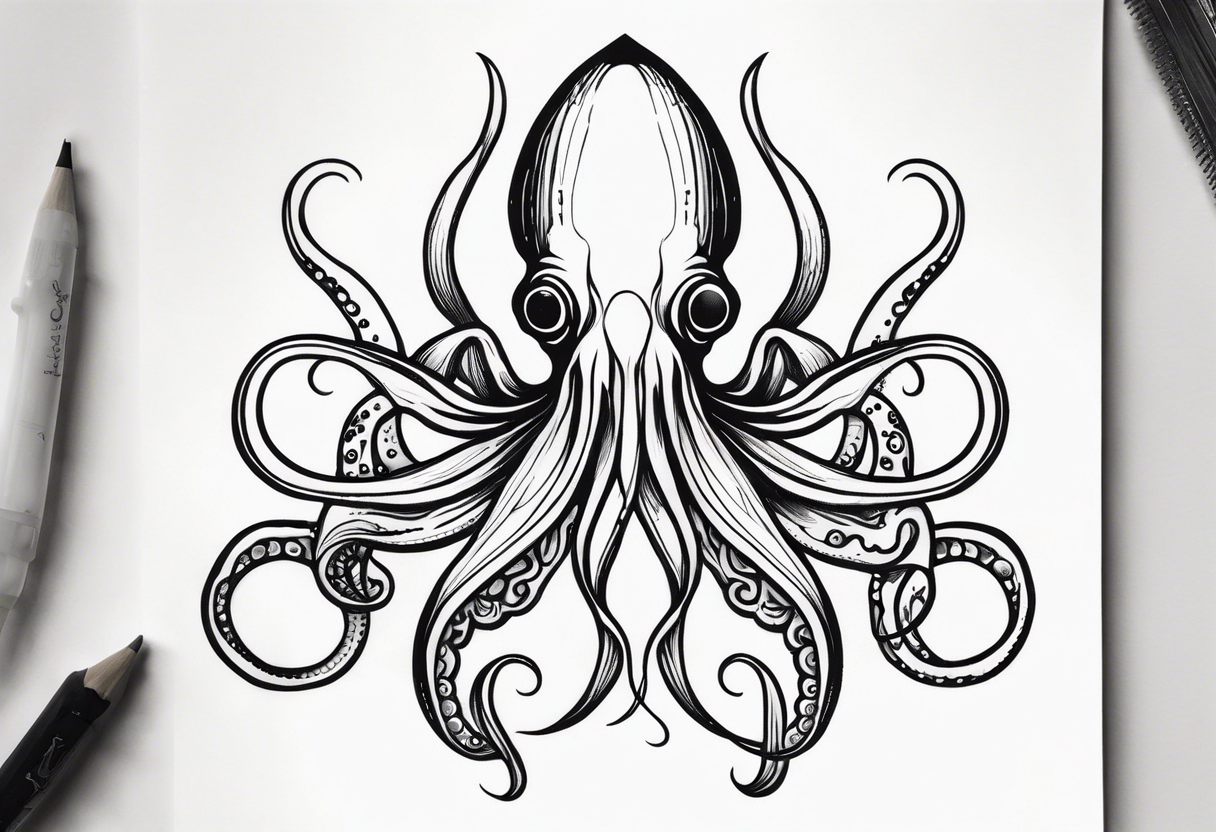 deep sea squid tattoo idea