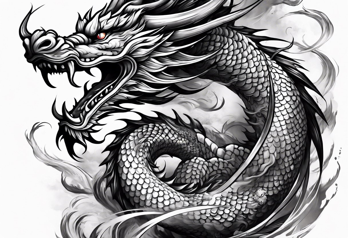 Brushstroke oriental dragon for a inner forearm tattoo idea