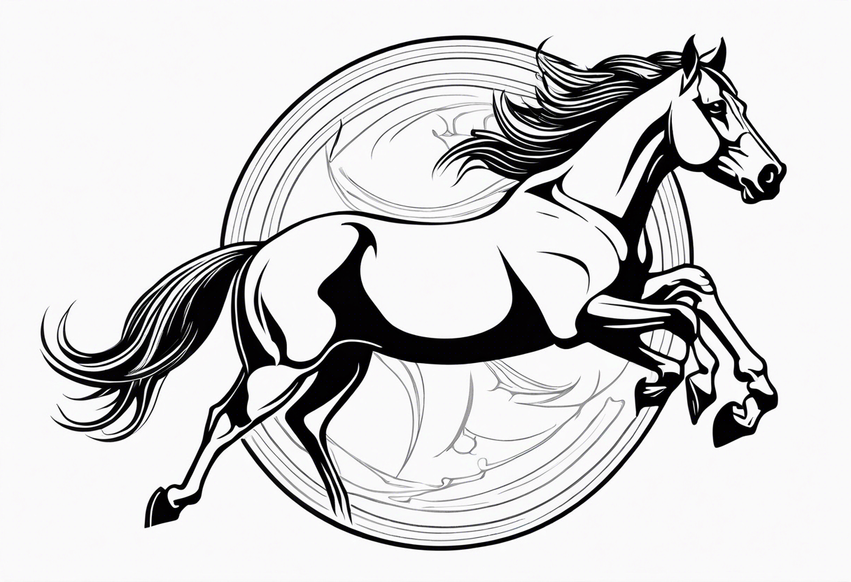 mustang reering in circle tattoo idea