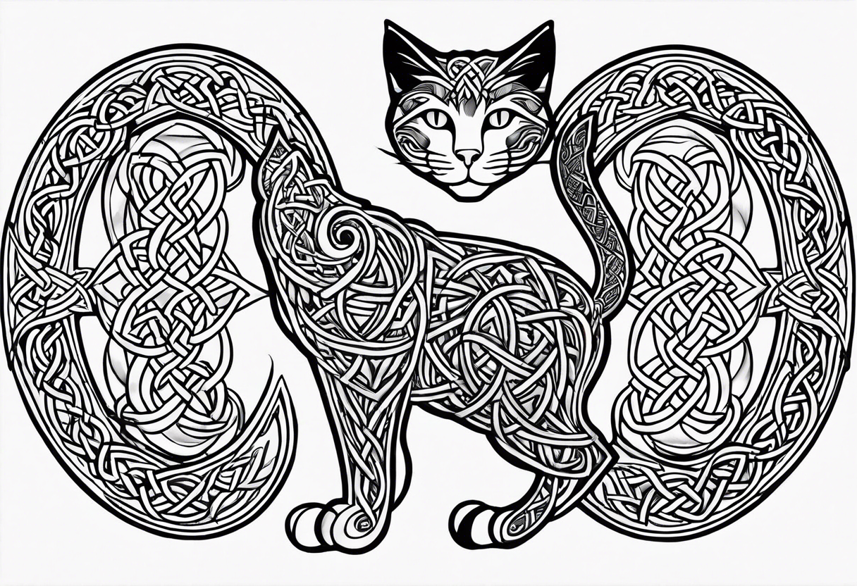 celtic knotwork cat tattoo idea