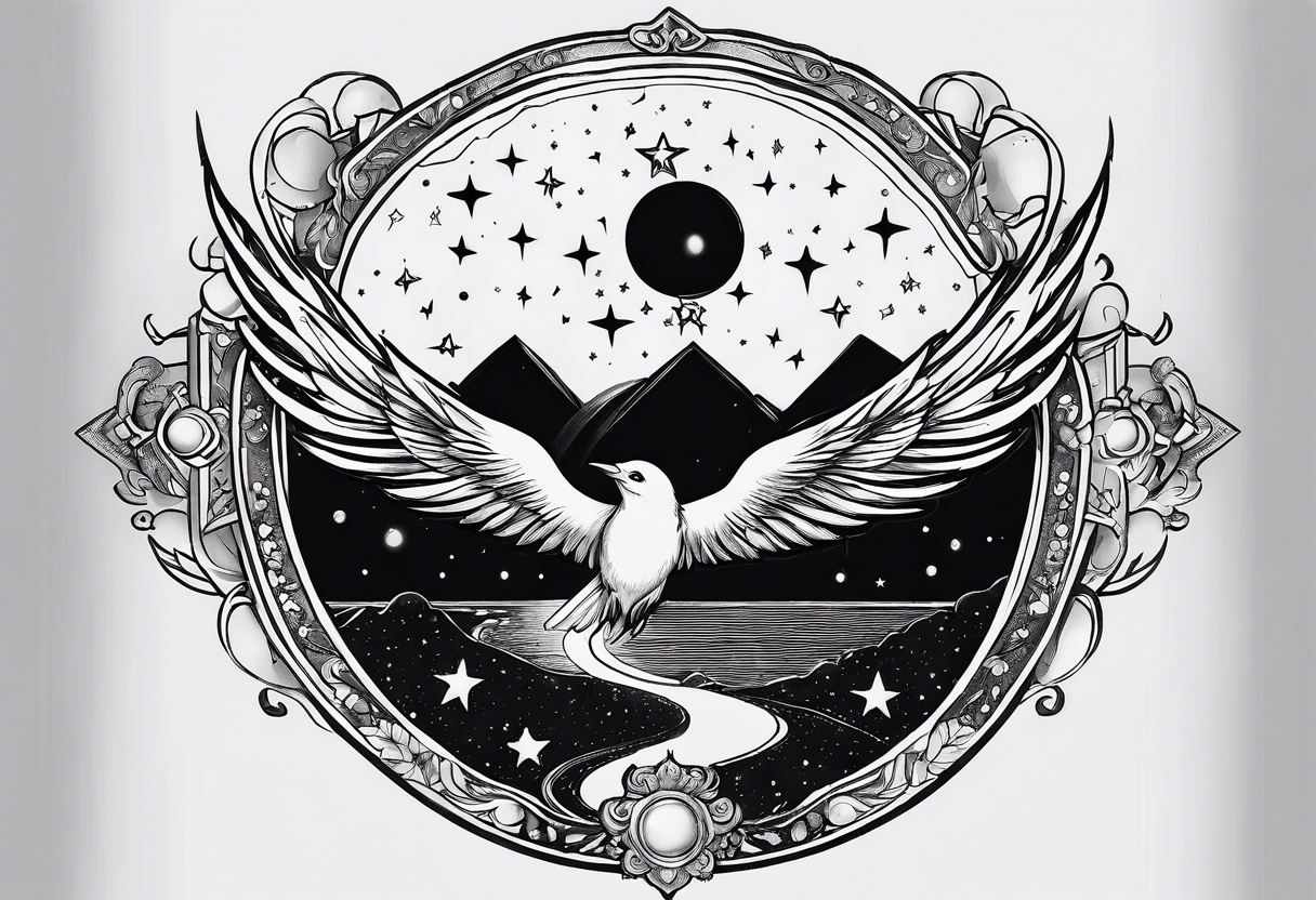 I want a crest moon and then dainty stars going from the moon down to the right and connecting with a Saturn tattoo idea