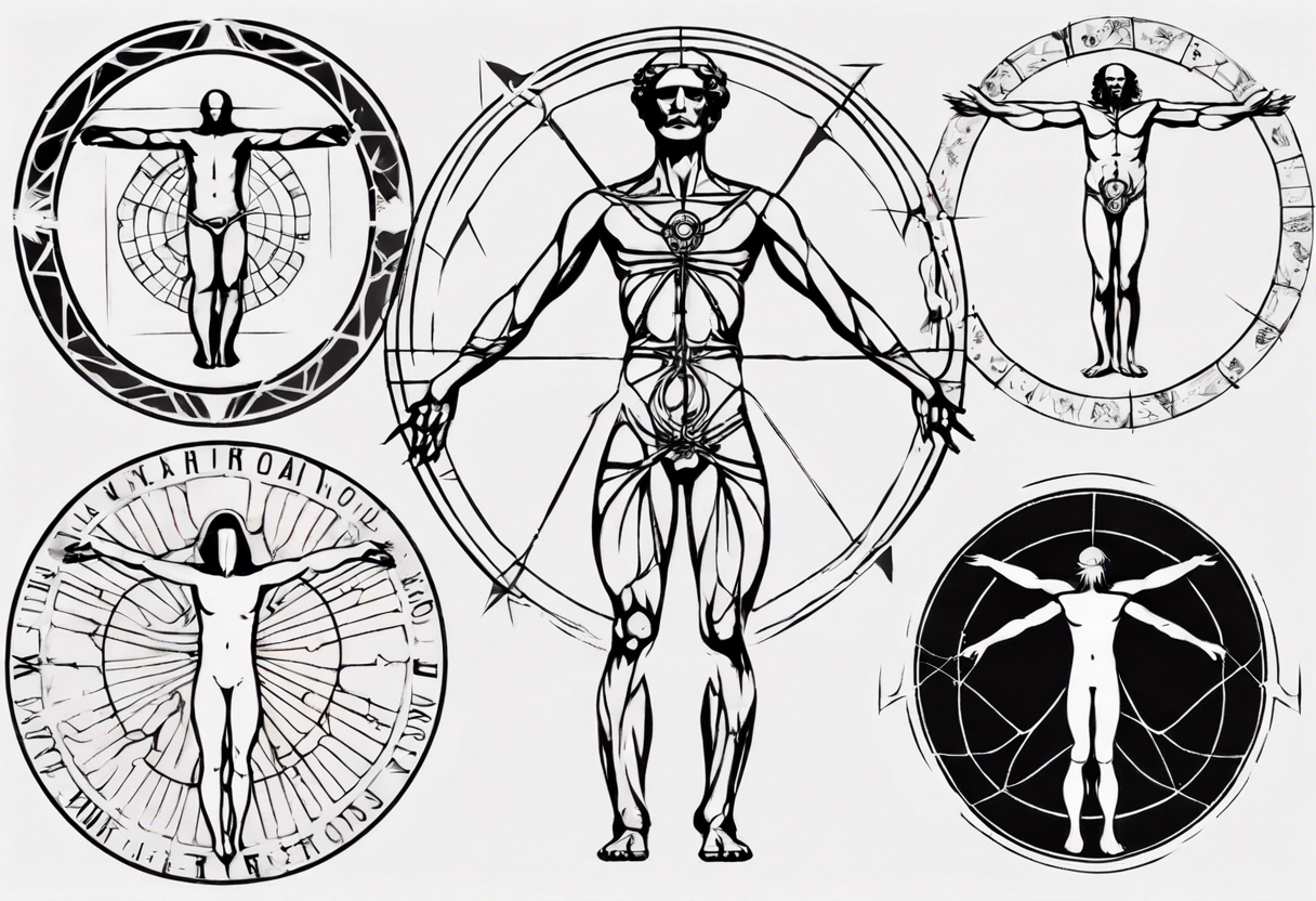 Simple vitruvian man tattoo idea