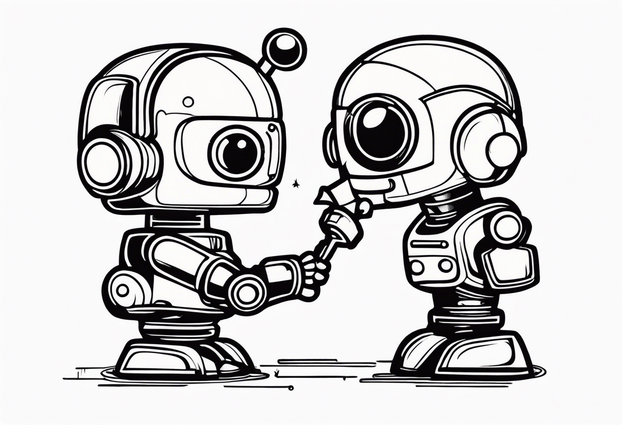 Kissing robot toys tattoo idea