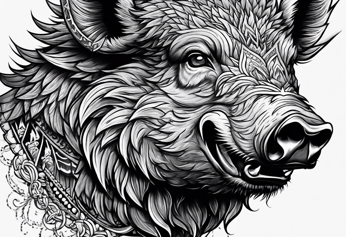 face angry boar tattoo idea