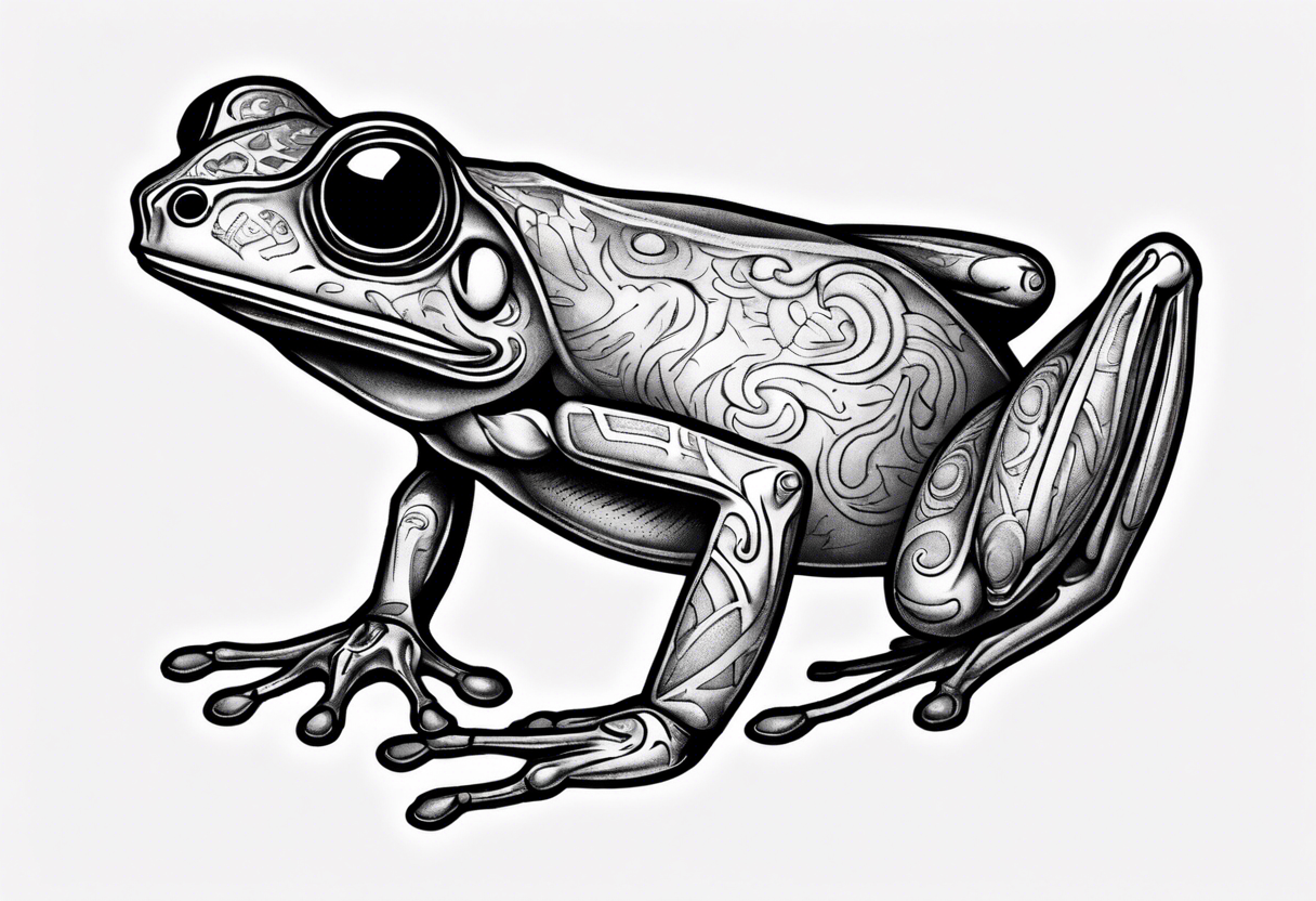 common coqui sitting on flor de maga tattoo idea