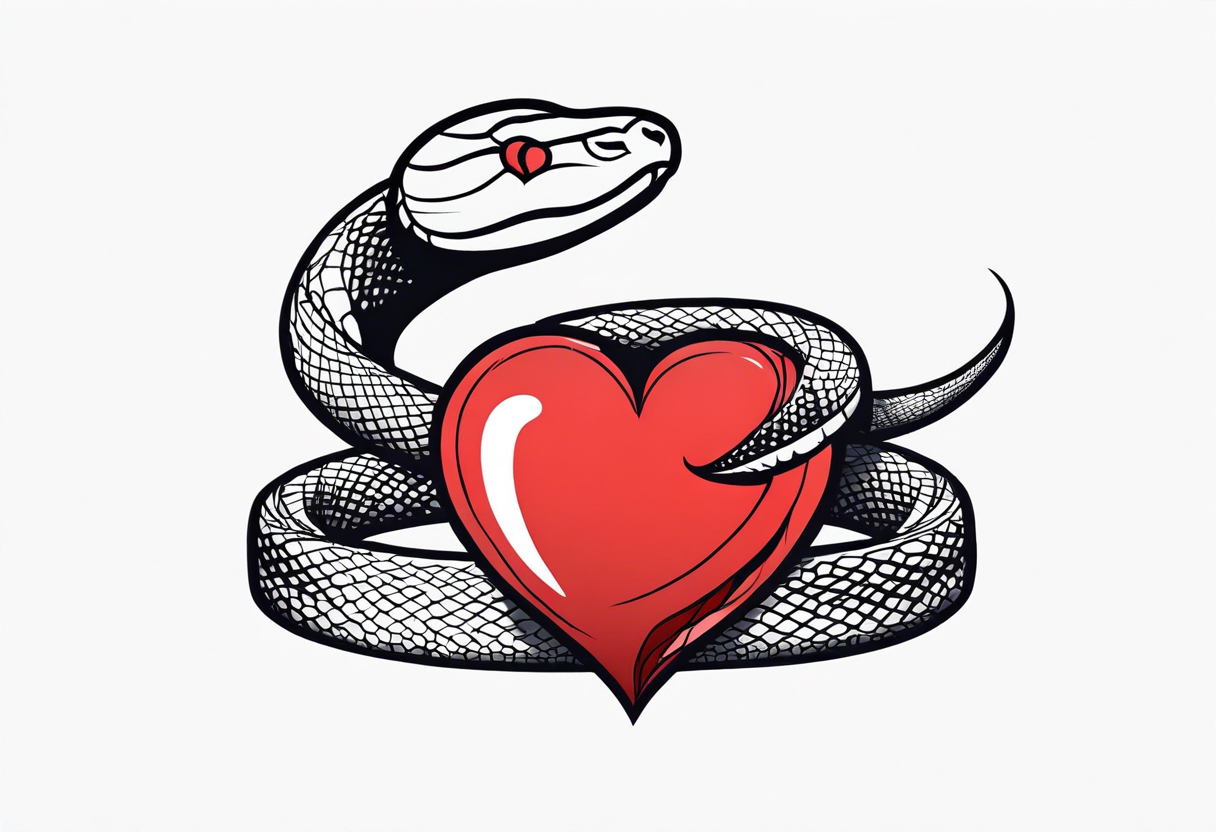 a snake who has swallowed a heart tattoo idea