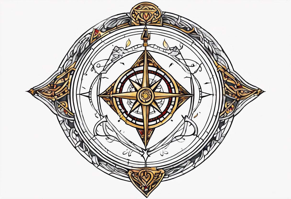 the viking compass with heart of hunger tattoo idea