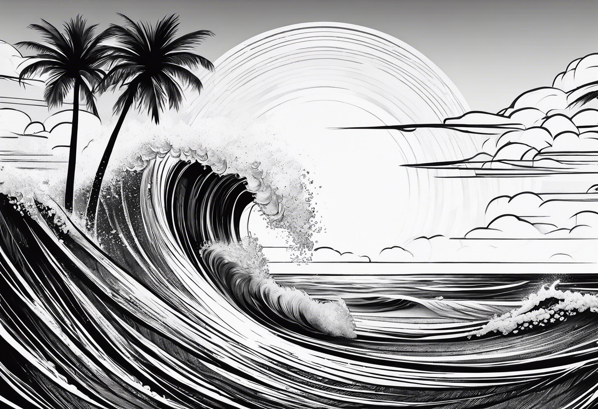 Palm tree, surfing tattoo idea