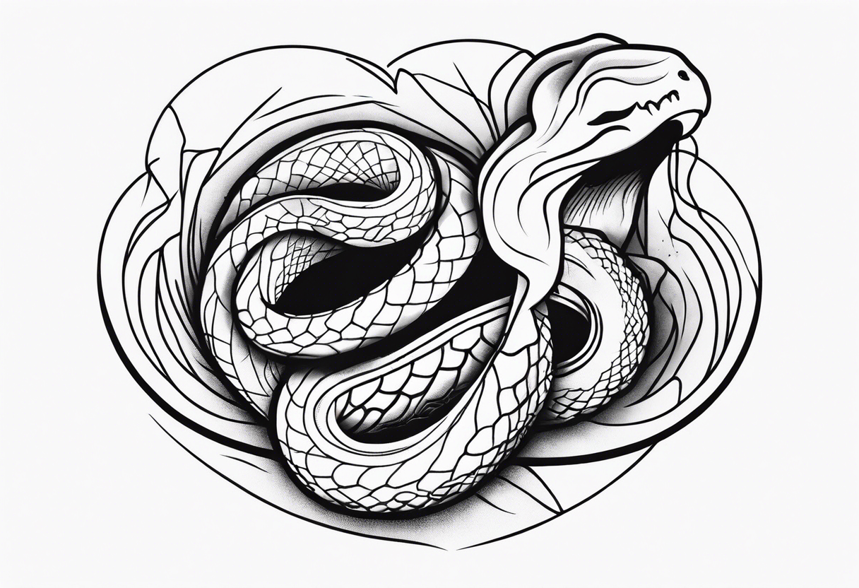 a snake who has swallowed a heart tattoo idea