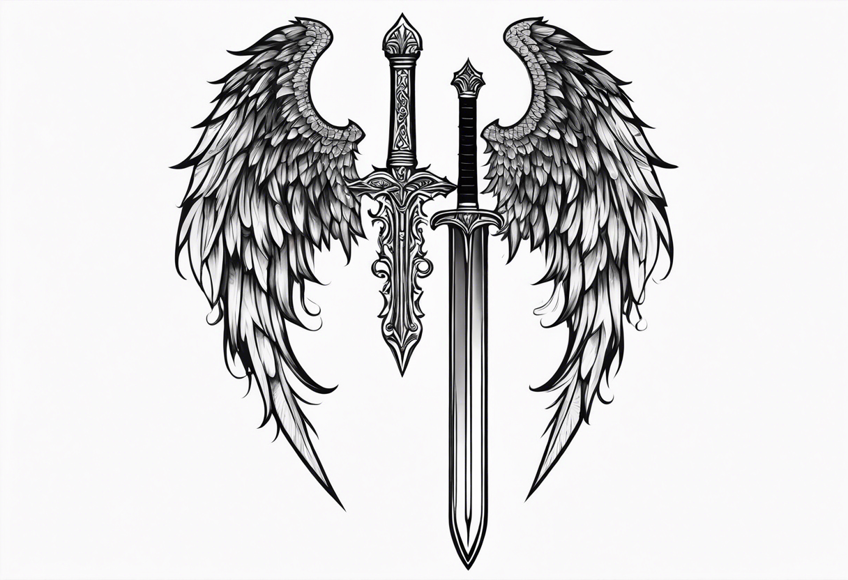 Sword with angel wings tattoo idea